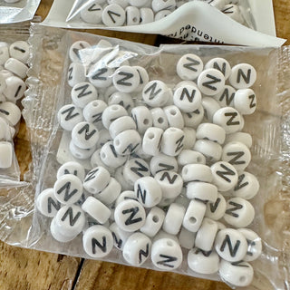 4mm Acrylic Letter Beads - A to Z - Black Letters