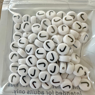 4mm Acrylic Letter Beads - A to Z - Black Letters