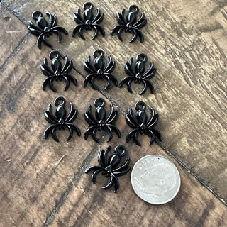 10pc Black Spider Charms