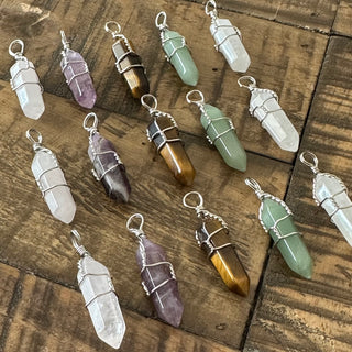 Assorted Gemstone Double Terminated Point Pendants - Wire-Wrapped Gemstones