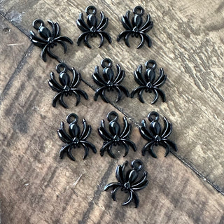 10pc Black Spider Charms