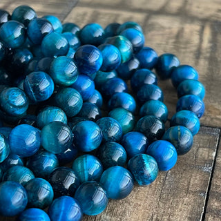 Blue Tigers Eye Bead Strand - 6mm - 8mm