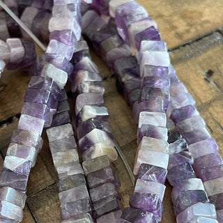 6mm Natural Amethyst Cube Beads Strands