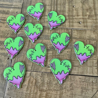 10pc Halloween Heart Acrylic Pendant