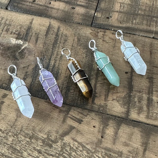 Assorted Gemstone Double Terminated Point Pendants - Wire-Wrapped Gemstones