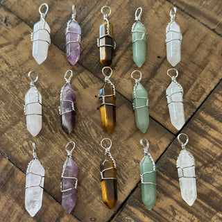 Assorted Gemstone Double Terminated Point Pendants - Wire-Wrapped Gemstones