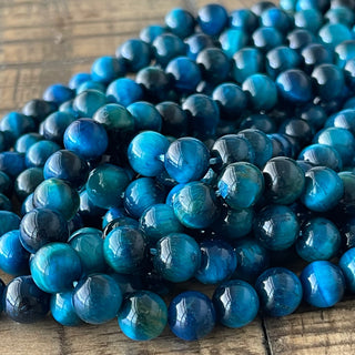 Blue Tigers Eye Bead Strand - 6mm - 8mm