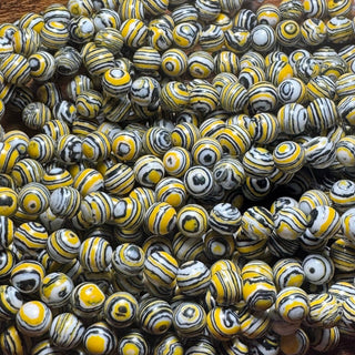 8mm Synthetic Malachite Bead Strand - Goldenrod