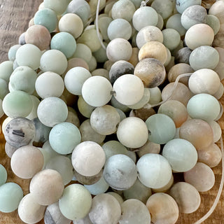 Flower Amazonite Frosted Bead Strands - 4mm - 6mm - 8mm