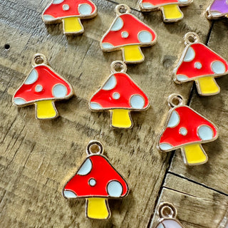 10pc Mushroom Charms - Various Colors