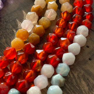 6mm Star Cut Faceted Gemstone Bead Strands