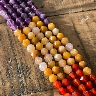 6mm Star Cut Faceted Gemstone Bead Strands