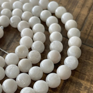 8mm Madagascar White Moonstone Bead Strand