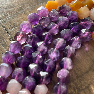 6mm Star Cut Faceted Gemstone Bead Strands