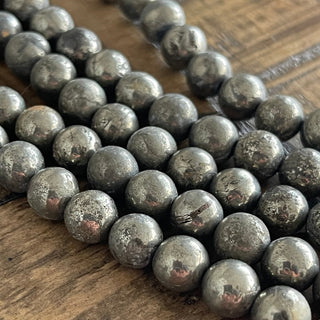 8mm Golden Pyrite Bead Strand