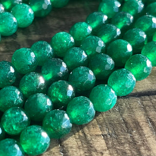 Faceted Emerald Malaysian Jade Bead Strand - 6mm - 8mm