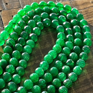 Faceted Emerald Malaysian Jade Bead Strand - 6mm - 8mm