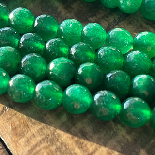 Faceted Emerald Malaysian Jade Bead Strand - 6mm - 8mm