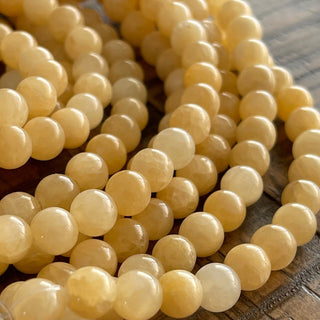 8mm Lemon Yellow Jade Bead Strand