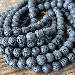 Black Lava Round Bead Strands - 4mm - 6mm - 8mm