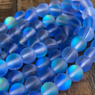 8mm Mermaid Glass Bead Strands - Synthetic Glass - Mystic - Aura - Synthetic Moonstone