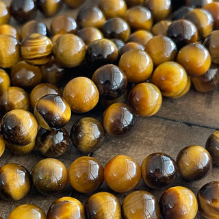 Grade A Tigers Eye Bead Strand - 6mm - 8mm