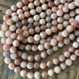 8mm Faceted Sunstone Bead Strand