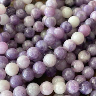 8mm Purple Lepidolite Bead Strand - Mica