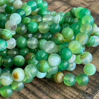 8mm Green Sardonyx Bead Strand