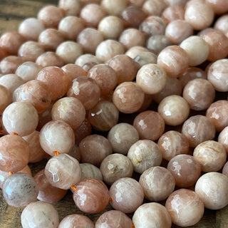 8mm Faceted Sunstone Bead Strand