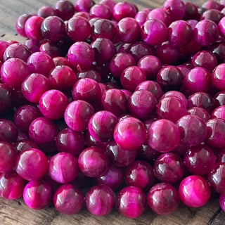 Fuchsia Tigers Eye Bead Strand - 6mm -8mm