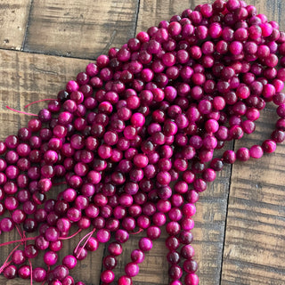 Fuchsia Tigers Eye Bead Strand - 6mm -8mm