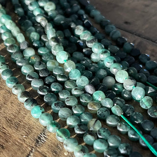 4mm Emerald Quartz Faceted Flat Round Bead Strand - Amazing Quality