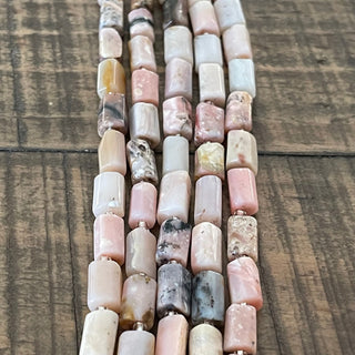 5-7mm Pink Opal Faceted Column Bead Strands - 7.5 inch strand