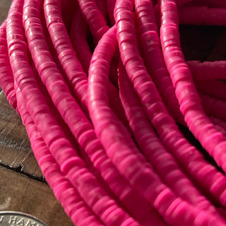 3mm Pink Polymer Clay Bead Strands - Heishi