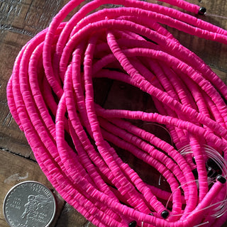 3mm Pink Polymer Clay Bead Strands - Heishi