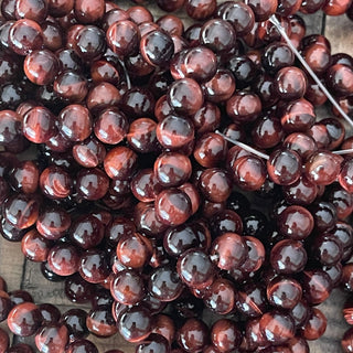 8mm Grade A Red Tigers Eye Bead Strand