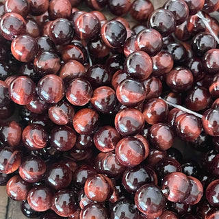 8mm Grade A Red Tigers Eye Bead Strand