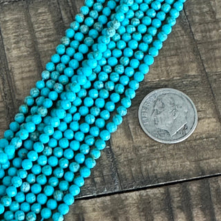 3mm Faceted Genuine Turquoise Bead Strand