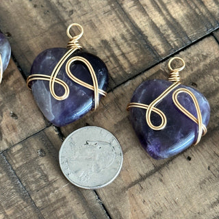 Amethyst Wire Wrapped Heart Pendant