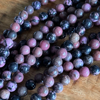 8mm Natural Pink Rhodonite Bead Strands