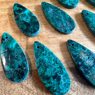 Malachite Teardrop Pendants - Drilled