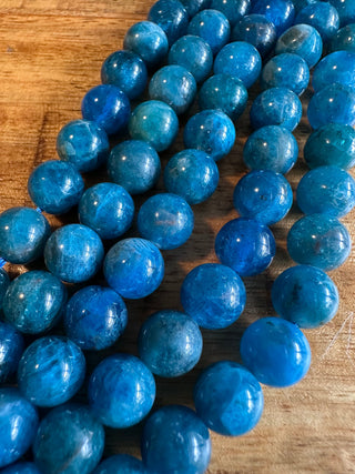 8mm Grade A Blue Apatite Bead Strands