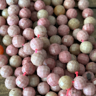 8mm Faceted Rhodochrosite Bead Strand