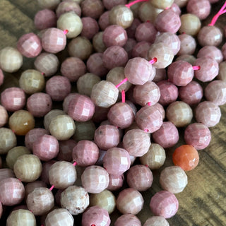 8mm Faceted Rhodochrosite Bead Strand