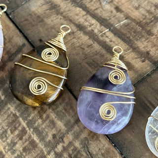 Gemstone Wire Wrapped Pendants - Various Stones