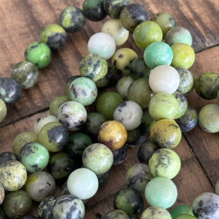 8mm Natural Green Serpentine Jade Bead Strands