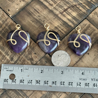 Amethyst Wire Wrapped Heart Pendant