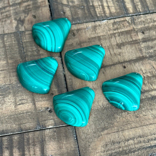 Malachite Fan Shaped Pendants - Drilled