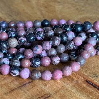 8mm Natural Pink Rhodonite Bead Strands